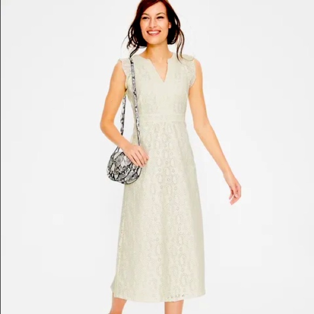 * SOLD * Boden Hallie Ivory Broderie sleeveless midi eyelet dress 12